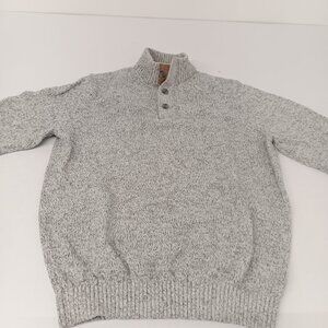 Izod Holiday Button Mock Sweater in Rock Heather - Medium